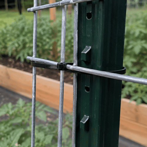 Close-up of panel secured to post