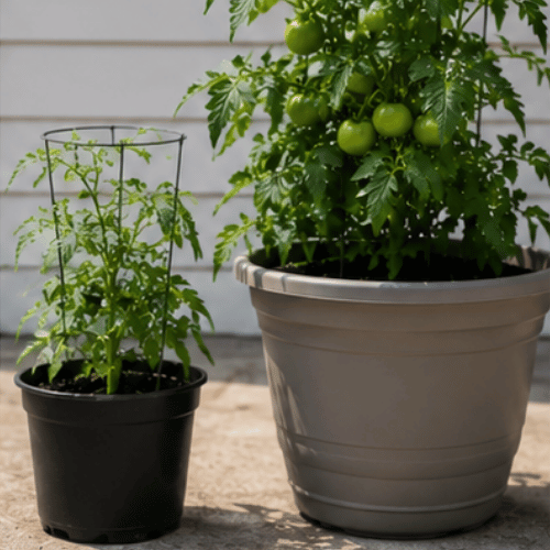 Small pot vs. large pot side-by-side