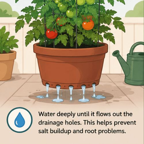 Water draining from pot bottom